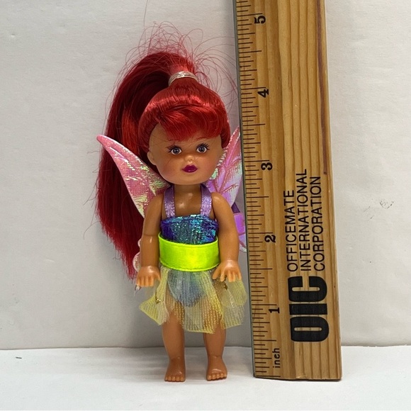 mini fairy 4 inch poseable red hair iridescent wings outfit. - Picture 2 of 4